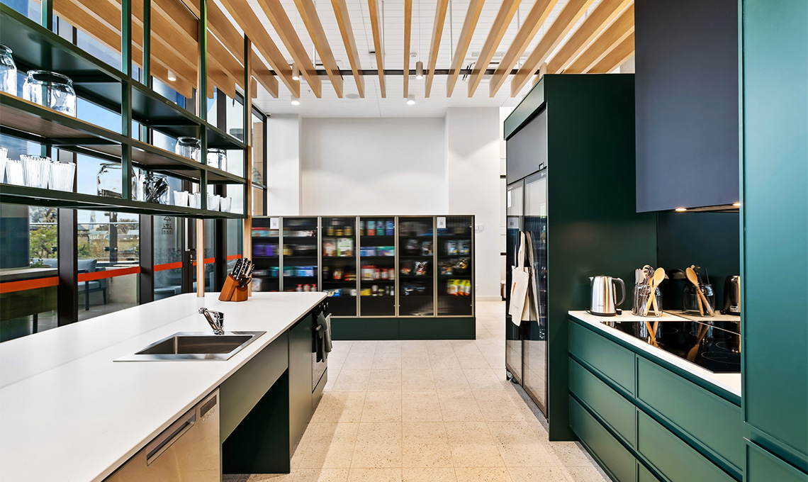 Commercial kitchen and workplace interior